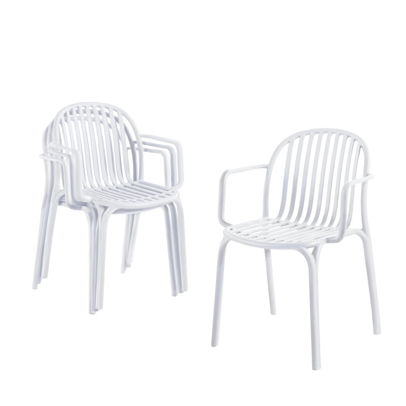 Kimbler Stacking Patio Dining Armchair, White