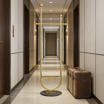 Portant à vêtements robuste avec base en marbre, support à vêtements multifonctionnel pour organiser les vêtements, manteaux, sacs et chapeaux, portemanteau autoportant mobile pour la chambre à coucher, le salon ou le bureau