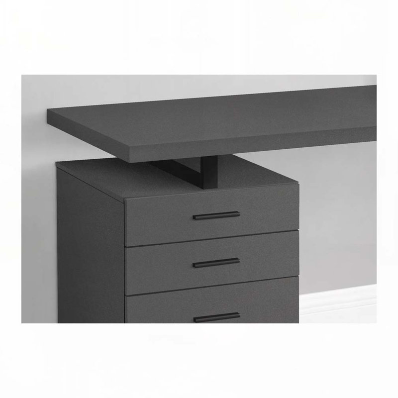 Bureau d'ordinateur à domicile avec 3 tiroirs de rangement, Gris foncé / Noir