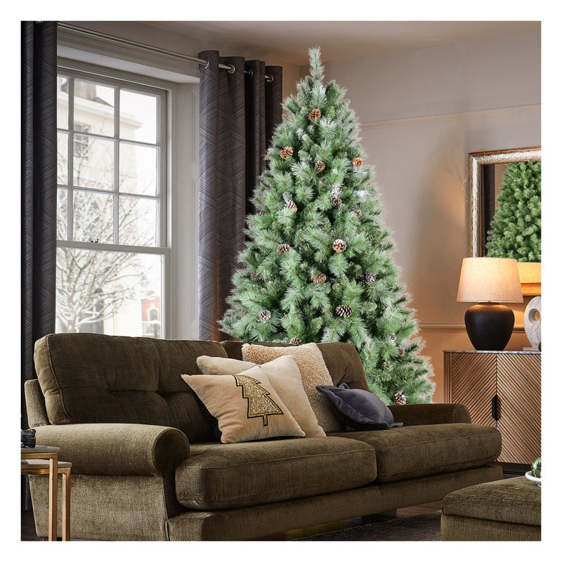 Arbre de Noël réaliste 9 pi avec 2518 pointes mixtes en PVC et 122 pommes de pin - Arbre de Noël articulé à fixation facile avec support en métal robuste