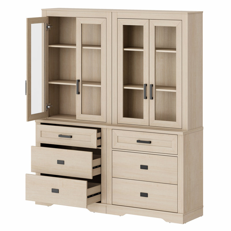 Bibliothèque à 2 colonnes et 3 niveaux Laziza, Beige