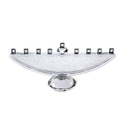 Crystal Menorah With Crystal Filled Base