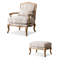 Fauteuil avec coussins en mélange de lin avec repose-pieds