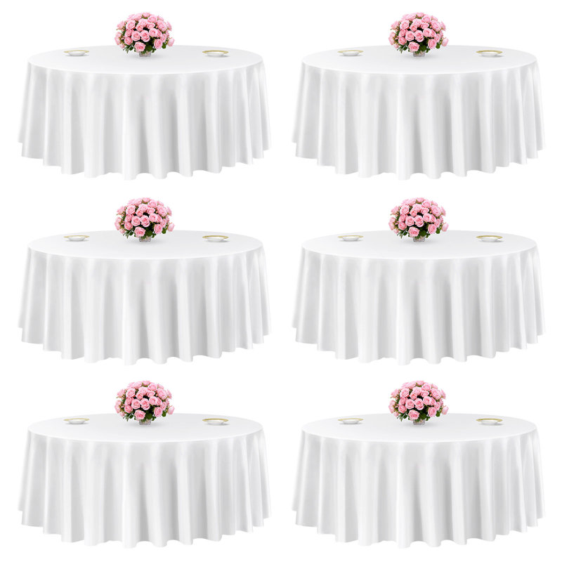 Nappes blanches rondes de 120 pouces de diamètre, résistantes aux taches et aux plis, lavables à la machine, couvertures de table en tissu de polyester pour mariage, fête, banquet, événements formels