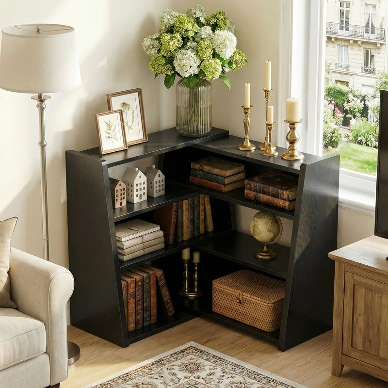 Petite bibliothèque à 4 niveaux, Noir,  (4 Shelves) 35"H x 24"W x 11"D