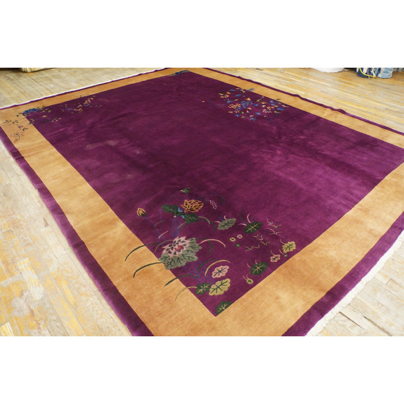 Antique Chinese - Art Deco Medium Wool Purple Rug