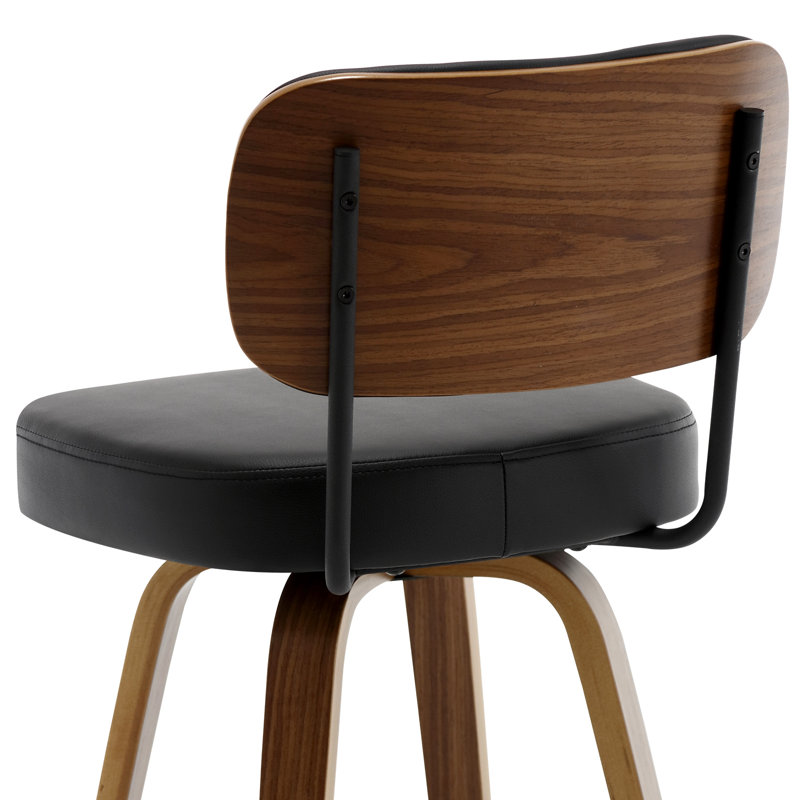 Tabouret de bar et de comptoir pivotant Loranza, Noir, Tabouret de bar (siège d'une hauteur de 29 po), Brun
