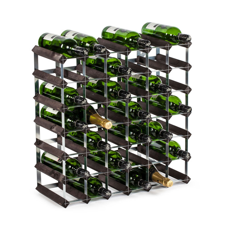 Edmont 42 Bottle Solid Wood Floor Wine Bottle Rack, Burnt Oak