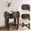 Table de bout en bois massif, table basse ronde Whiskey Barrel, table d'appoint Couch pour petits espaces, salon, chambre à coucher, mobilier de décor de ferme