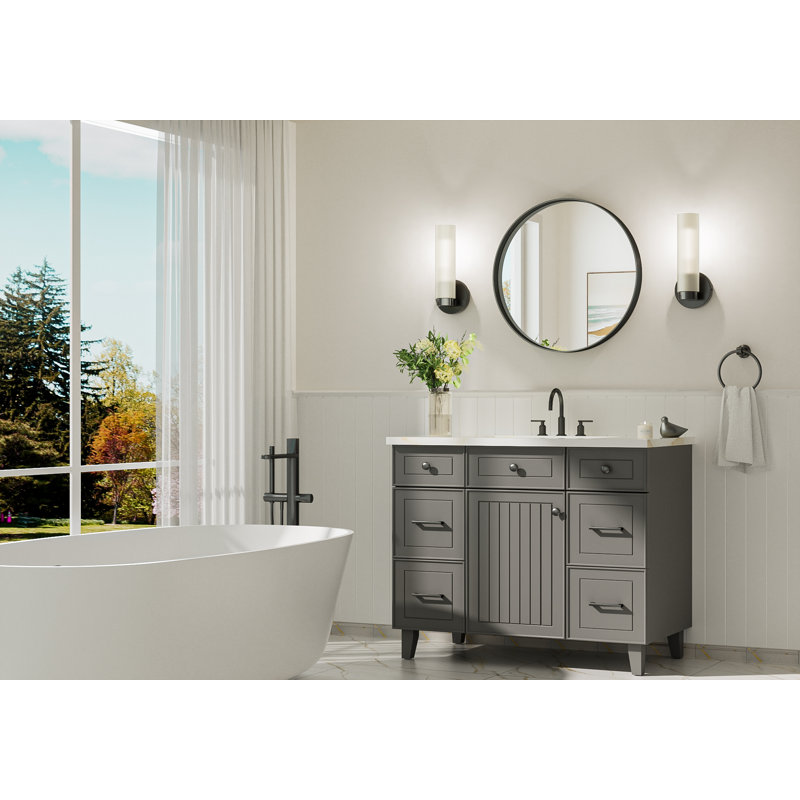 Miroir de salle de bain Valancia, Noir, 24 po x 24 po