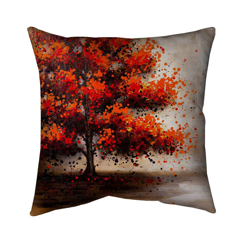 Tree with Dotted Leaves - Contemporary Poly Twill Throw | Decor, Square 26"