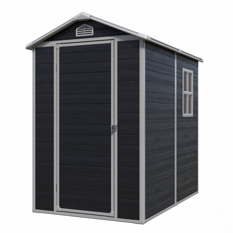 4 Ft X 6 Ft Outdoor Plastic Storage Shed With Floor, Black