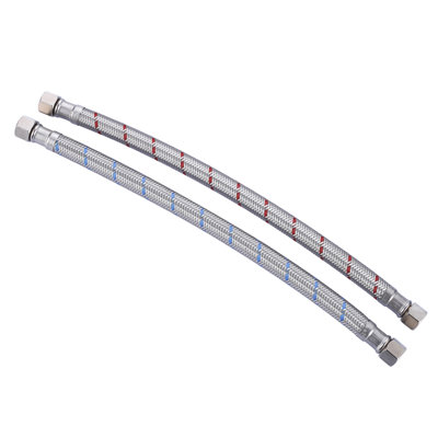 Faucet Supply Lines, Stainless Steel Braided Flexible Faucet Hose Connector 3/8" X 3/8" Female Compression Thread (1 Pair)