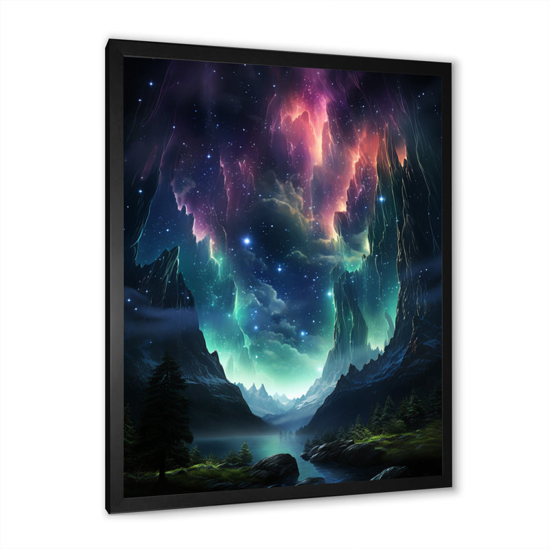 «Hayde Aurora Borealis Dancing Lights VI», reproduction sur toile, Cadre simple noir, H 20 po x l 12 po x P 1 po