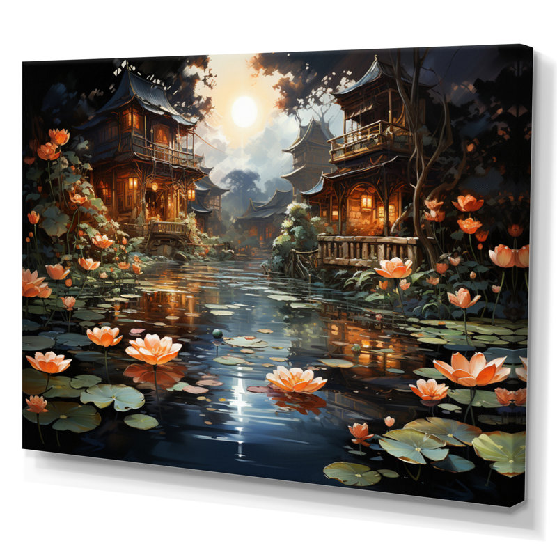 «Mariannah China Art Lotus Lantern II», reproduction, Toile tendue, H 34 po x l 44 po x P 1,5 po