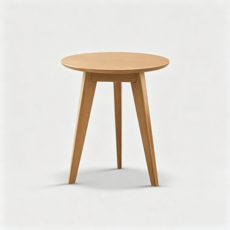Table d'appoint ronde moderne en bois massif de 17,7 po de largeur, Brown Wood