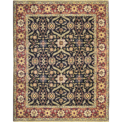 Tapis noir et rouge de haute qualité noué à la main