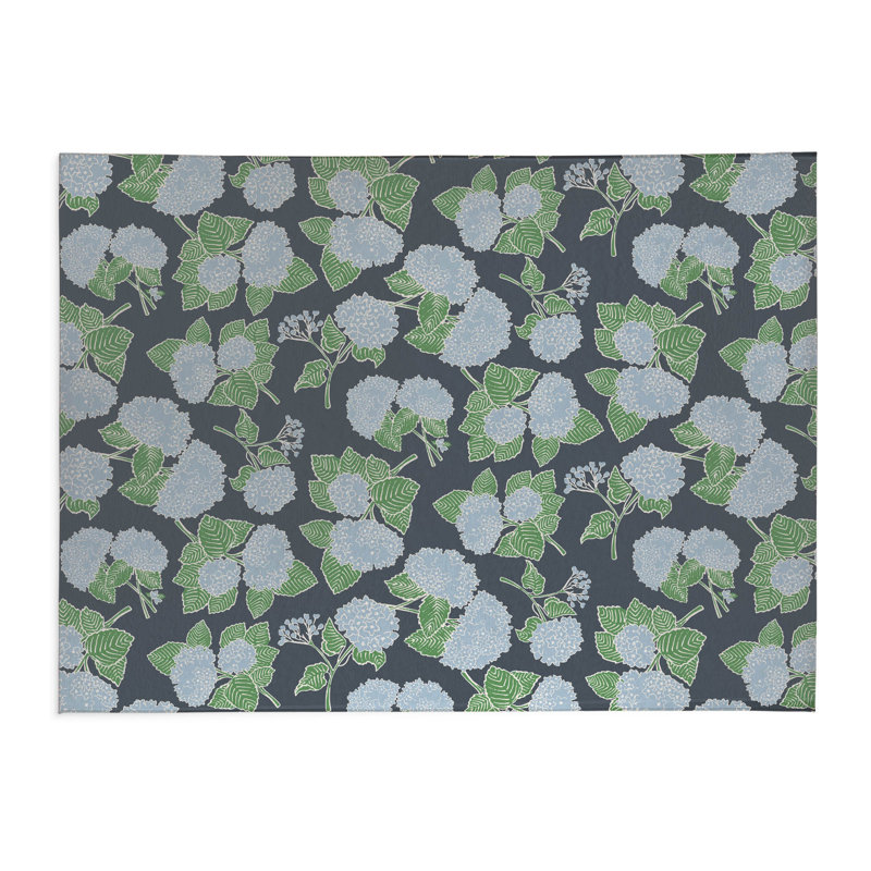 Tapis de cuisine Hydrangea, Gris anthracite, Rectangle 5 pi x 7 pi