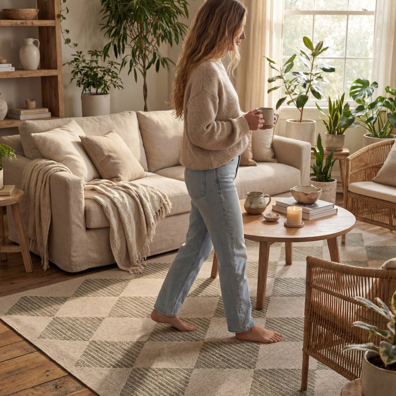 Tapis lavable Evrina, Rectangle de 5 pi x 8 pi, Vert
