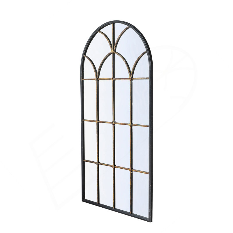 Arched Full-Length Mirror With Intricate Windowpane Design, Ideal For Enhancing Space And Creating A Focal Point In Any Room