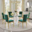 Round Glass Dining Table Set, O-Shape Pedestal Table with Velvet Upholstered Chairs-1757475104-1766007701-1766007703