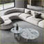 Blue Grey Natural Marble Nested Coffee Table Set for Living Room, Space-Saving &amp; Polished Surface