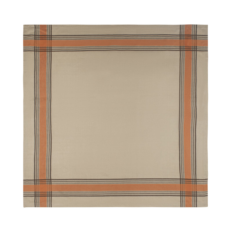 French Home Linen Boulevard Tablecloth - Tan, Terracotta and Chocolate, 68" L x 100" W