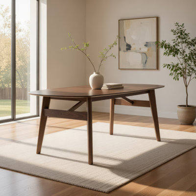Table de salle à manger Cid Estele, bois massif brun wengé, rectangulaire, 95 pouces