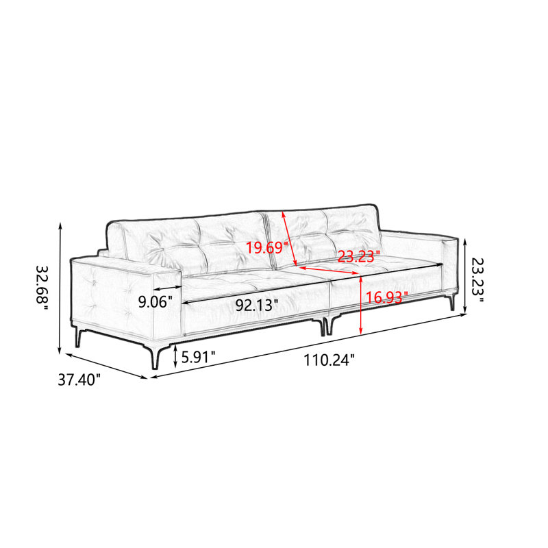 Canapé modulaire gris clair en similicuir, Gris clair, H 37,4 po x l 110,24 po x P 32,68 po