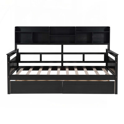 Lynnox 2 Drawers Daybed with Storage Shelves