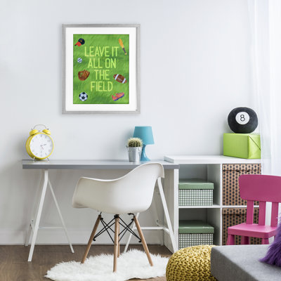 Leave It On The Field Framed Print Under Glass, design by Lil' Rue