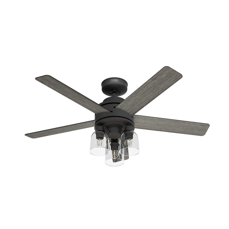52" Lochemeade 5-Blade Standard Ceiling Fan with Remote Control and LED Light Kit Included, Matte Black