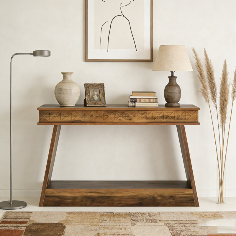 Farmhouse Sofa Table Console Table Entryway Table with Storage, Brown