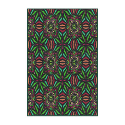 Tapis vert/rouge tissé à la machine