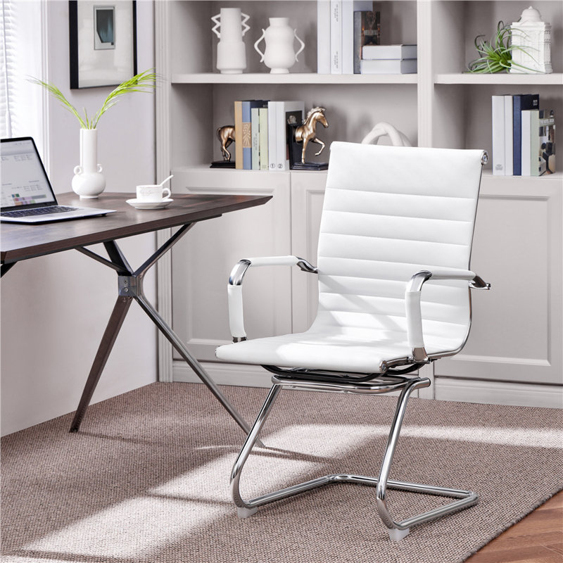 Office Reception Chair With Ergonomic Design, White