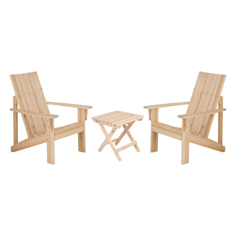 Brently Modern Wood Adirondack Chair with Table