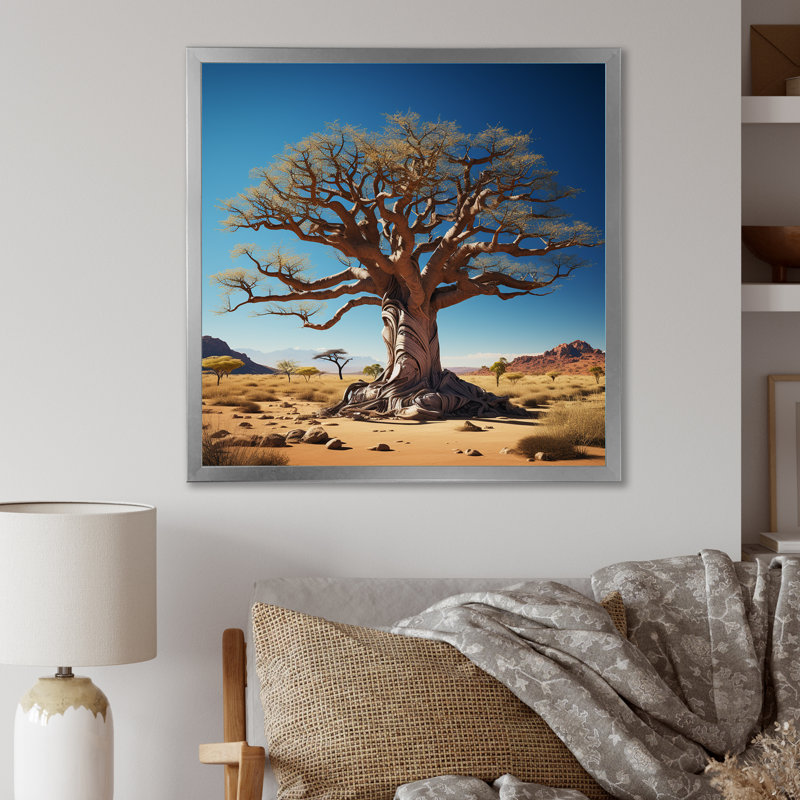 Baobab céleste - reproduction de photo, Cadre simple argenté, H 24 po x l 24 po x P 1 po