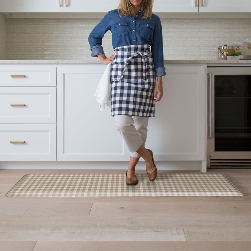 Anti-Fatigue Kitchen Comfort Mat, Cottage Check Pattern In Tan, Tan, 20" x 72"