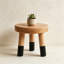 Support pour plante en bois d'hévéa massif et tabouret d'appoint avec pieds noirs trempés, plateau rond robuste pour la décoration intérieure, table d'appoint et présentoirs étagés