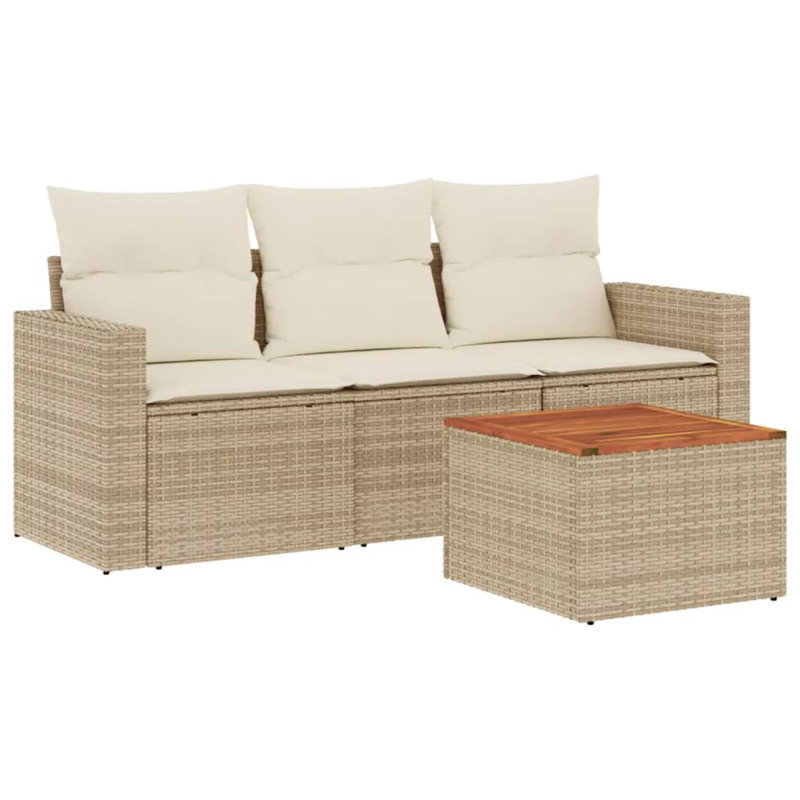 Ensemble de canapé de jardin en rotin PE beige Vidaxl