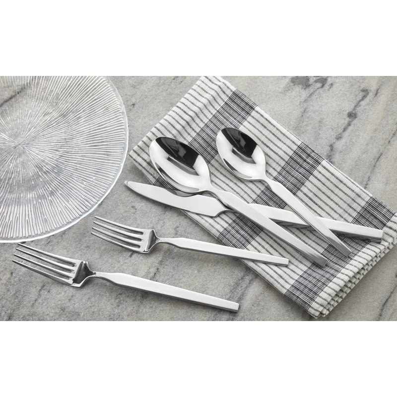 Podium Mirrored Silver Stainless Steel 20-Piece Flatware Set