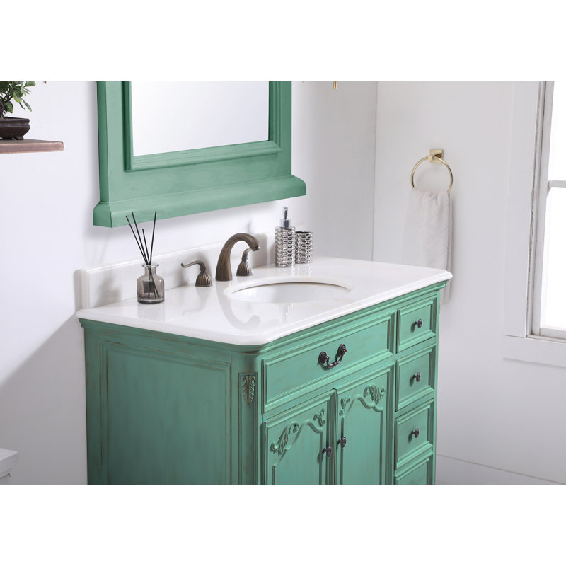 Ensemble de meuble-lavabo simple 42 po Angelique, Menthe rétro, Blanc lustré