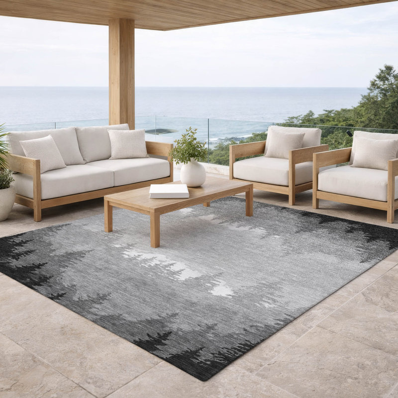 Tapis intérieur / extérieur lavable à la machine Chantille ACN2861, Gris, 10 pi x 14 pi