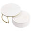 Table basse gigogne blanche et dorée avec tiroir pour espace de vie moderne et rangement cannelé