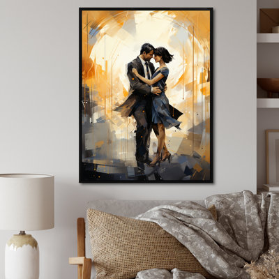 «Black Art Deco Ballet Couple Dance I» - Art mural ballet