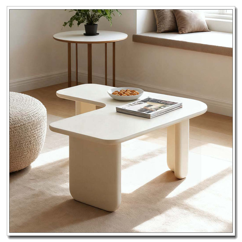 Table basse en L 35,43 po, Blanc