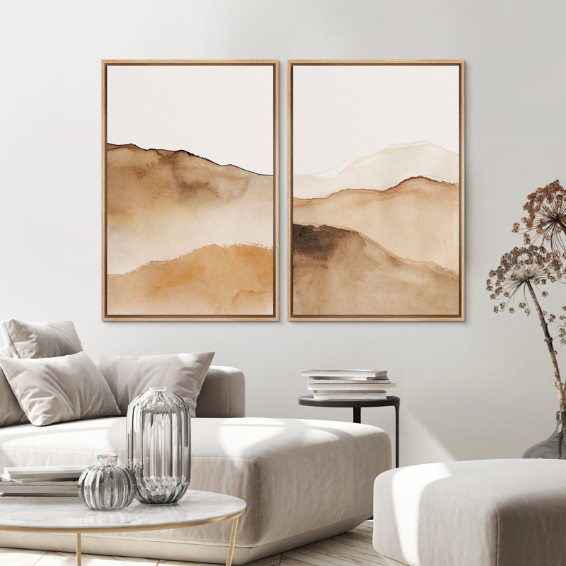 Abstrait paysage de montagne beige, impression d'art minimaliste, moderne, neutre, art mural, décoration de salon, Naturel