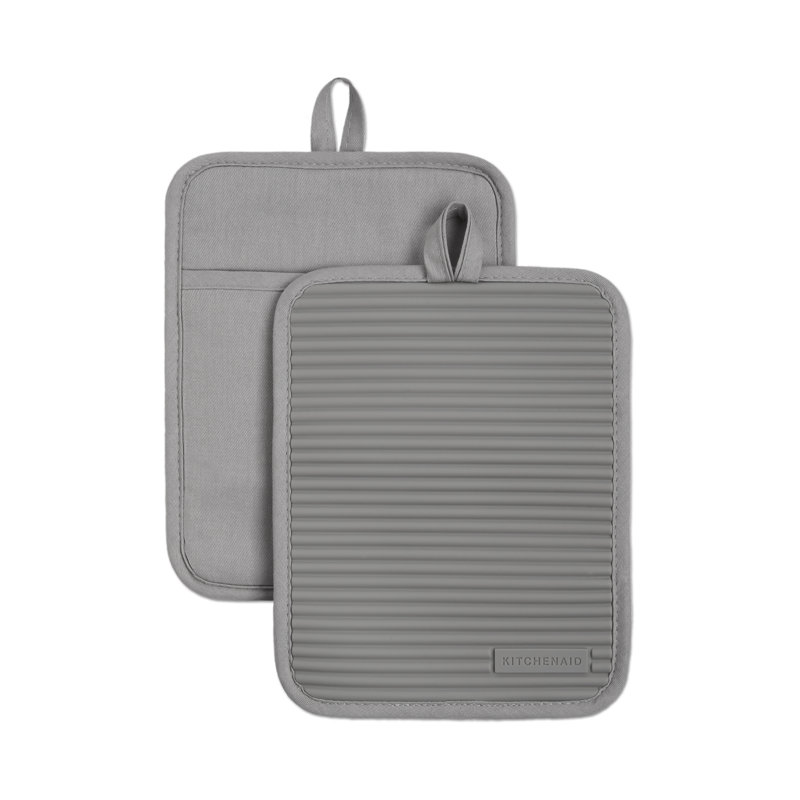 KitchenAid Ribbed Soft Silicone Potholder, Gray
