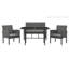 Lark Manor Spofford Garden Rattan Furniture Set 4 Piece Dining Outdoor Glass Top Table with Cushions-472560704