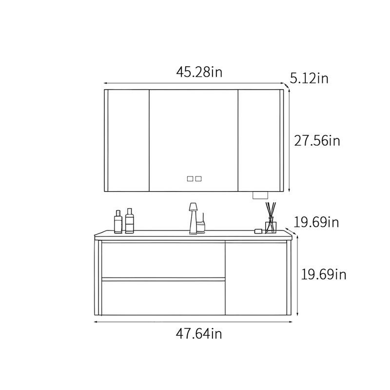 Armoire de salle de bain rétro, 47.64", Marron foncé